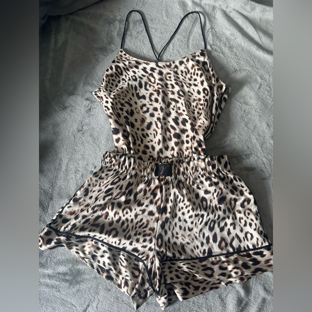 Victoria Secret Leopard Print Satin Pajama Set